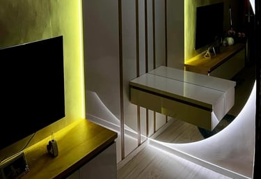 a mirror mirror in a room with a television and a television