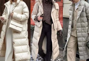 a woman in a white coat and black pants