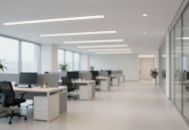 A pristine, sparkling clean office interior in Turnhout, Belgium. Showcases modern architecture and premium cleaning standards.