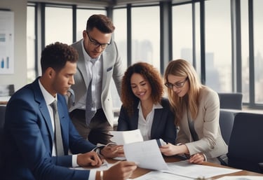 Photo of a friendly business advisor discussing loan options with a client in a bright office.