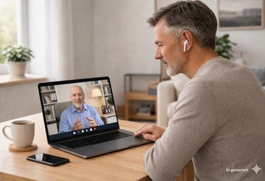 Online-Coaching zu digitalen Themen mit einem männlichen Kunden
