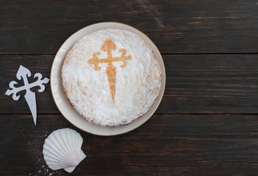 Torta de santiago, tortas únicas y originales, torta saludable, torta de almendras