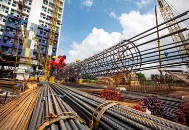 jasa photography annual report, jakarta. a construction worker on a construction site in a city