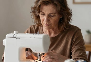 Behind the scenes with Ellen, master seamstress, altering and restoring clothes in her workshop.