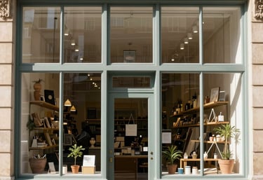 A sparkling clean bay window reflecting a bright blue sky with a modern home in the background.