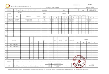Certificado de calidad Acero VG10+Cobalto