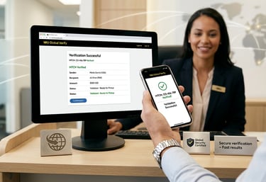 Client satisfait vérifiant la disponibilité de son argent sur le service de suivi WeSTERN UNION