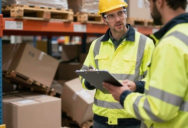Group of trainees practicing fire drills outdoors with instructors.