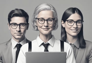 A diverse group of professionals collaborating around a high-tech digital interface in a modern office.