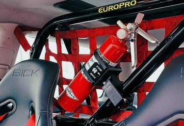 Fire Suppression system installed in racecar for motorsports NASA Member Benefits Motorsports Gear