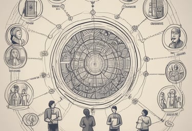 Colorful map highlighting regions linked to various last names.