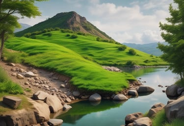 A serene sunrise over a peaceful mountain landscape symbolizing balance and new beginnings.