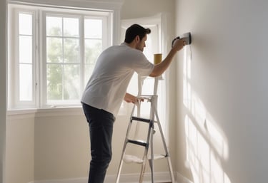 Before and after shots of a freshly renovated bathroom with modern fixtures.