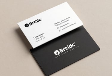 Elegant stack of custom visiting cards with gold foil accents on black background.