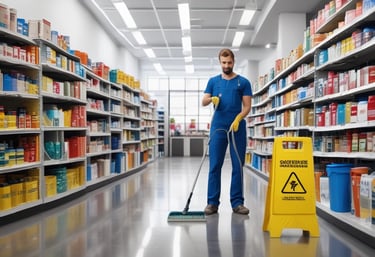 Window cleaners work on a modern glass building