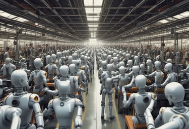 A sleek humanoid robot with glowing circuits, symbolizing advanced memory technology.