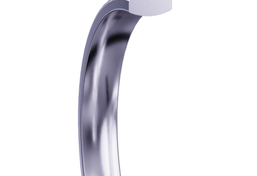 Polished silver wedding band showing a comfort fit shank.
