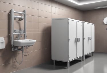 Modern industrial building under construction with visible steel framework and workers.