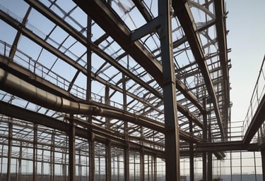 Wide shot of a completed commercial building showcasing modern design and solid construction.