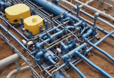 Close-up of sustainable electrical and sanitary installations in a commercial space.