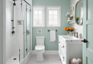 Professional cleaning team in matching uniforms carefully cleaning a bright, modern Charlotte home kitchen with natural light.