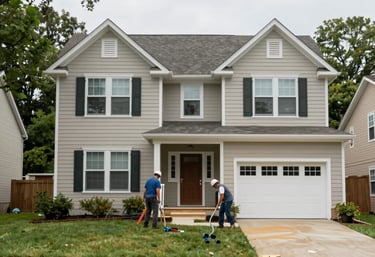A skilled tradesperson carefully painting trim in a charming custom home interior.