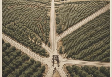 Sunlight filtering through lush vineyard rows stretching toward a clear horizon.