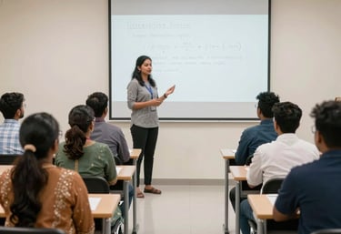 An instructor demonstrating proper manual handling techniques to attentive healthcare staff.