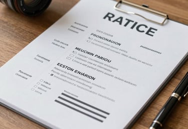 A well-crafted professional CV and a high-end pen on a wooden desk, aesthetic documentation style, professional and clear.