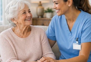 caregiver supporting patient