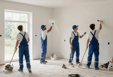 A neat, organized closet and garage after decluttering and removal of old furniture.