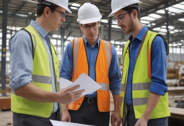 A designer discussing cabinetry plans with a homeowner in a bright, modern kitchen.
