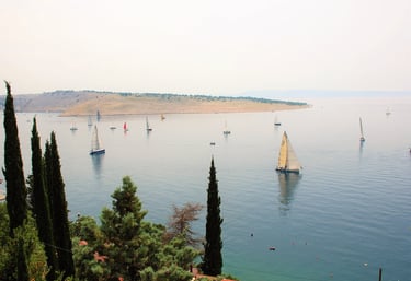 View of sailboats from the apartment terrace with view of Krk Island