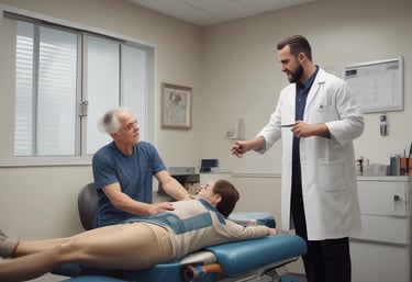 a man riding a skateboard down a street next to tall buildings