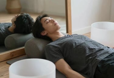 Modern wellness cabin interior with soft golden lighting and comfortable seating.