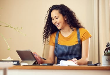 Woman smiling at terminal