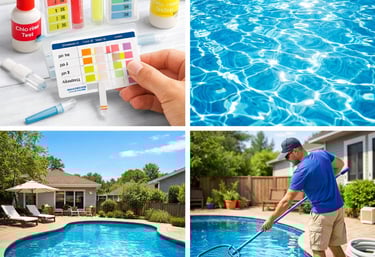  water testing kit and pool skimming.