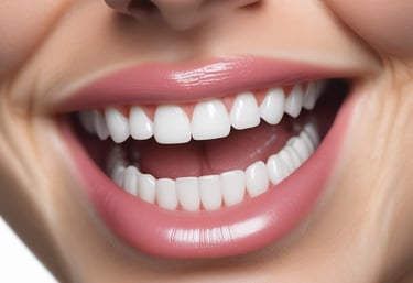 Close-up of a dentist's gloved hands performing a precise ceramic restoration on a patient's tooth.