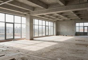 Bright post-construction site after cleaning, showing a dust-free, ready-to-move-in Dutch commercial office space.