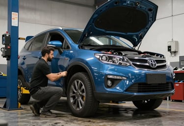 Photo of Metron Romania's warehouse with shelves full of automotive service equipment.