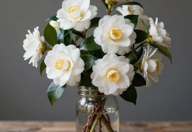 A cozy, sunlit corner with plants and a cup of tea on a wooden table.