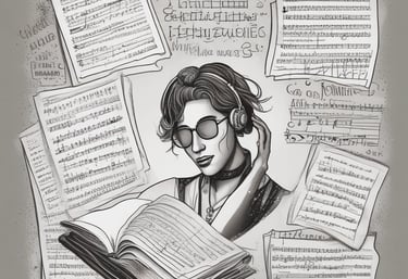 A sleek digital interface showing AI music composition tools with vibrant sound waves.