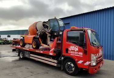 a cement mixer truck with a cement mixer on it