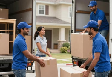 A professional team carefully packing fragile items into sturdy boxes.