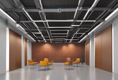 A custom home theater setup with plush seating and ambient lighting.