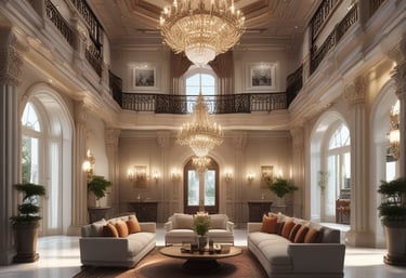 A designer sketching a detailed 3D interior layout in a bright studio.