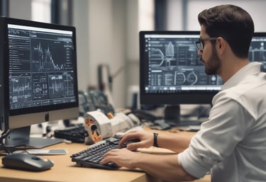 Close-up of hands reviewing technical inspection reports with digital tools.