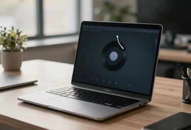 Photography of a high-end, modern workspace with a focus on a secure digital device, soft morning light, North American setting, professional mood.