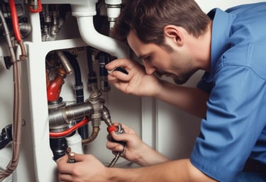 a man riding a skateboard down a street next to tall buildings