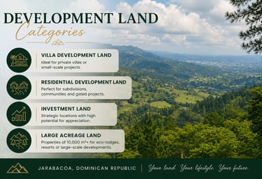 Development land in Jarabacoa Dominican Republic for villa projects, investment and acreage